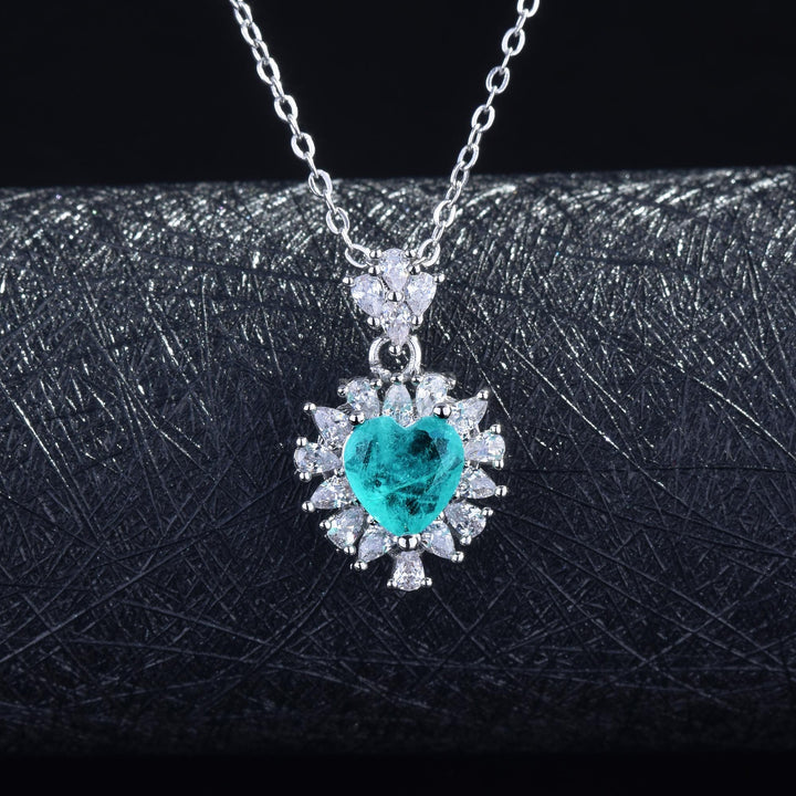 Collier en tourmaline Paraiba en forme de cœur Olivenorma