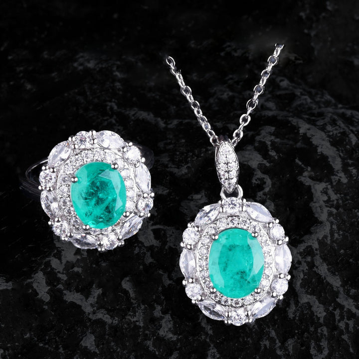 Parure de bijoux en tourmaline Paraiba avec fleurs Olivenorma 
