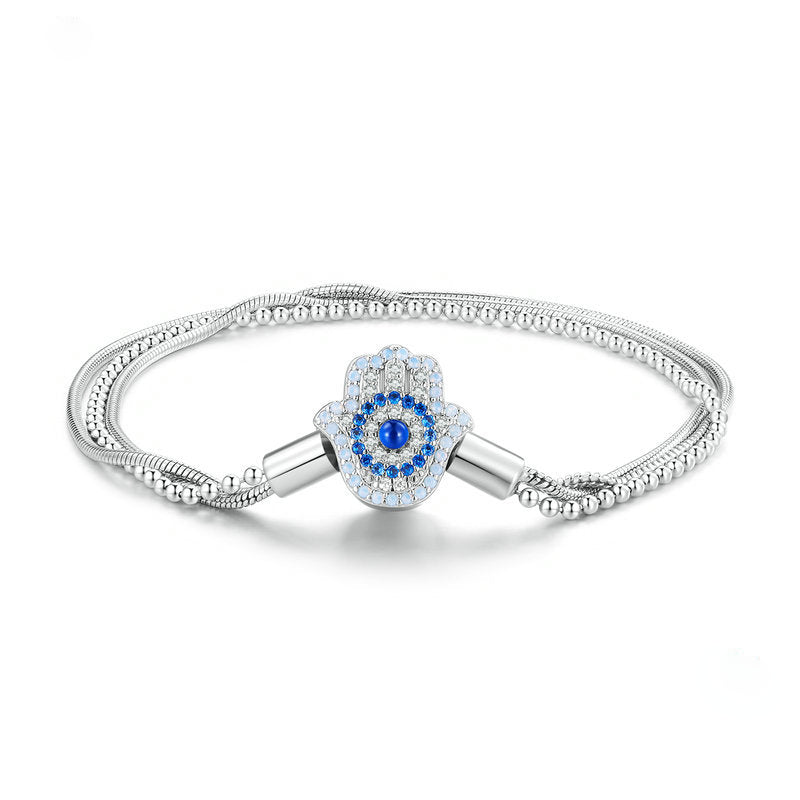 Bracelet Olivenorma en argent sterling S925 Hamsa contre le mauvais œil