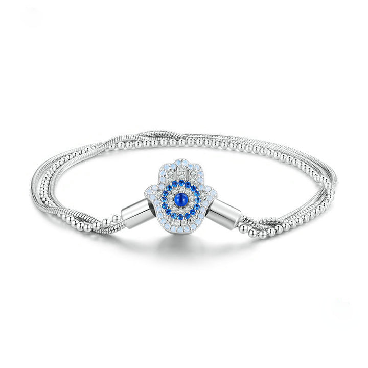 Bracelet Olivenorma en argent sterling S925 Hamsa contre le mauvais œil