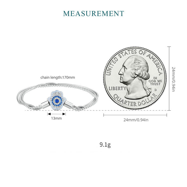Bracelet Olivenorma en argent sterling S925 Hamsa contre le mauvais œil