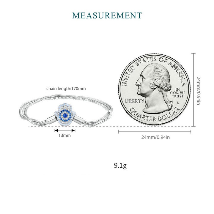 Bracelet Olivenorma en argent sterling S925 Hamsa contre le mauvais œil
