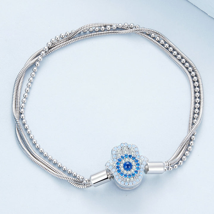Bracelet Olivenorma en argent sterling S925 Hamsa contre le mauvais œil