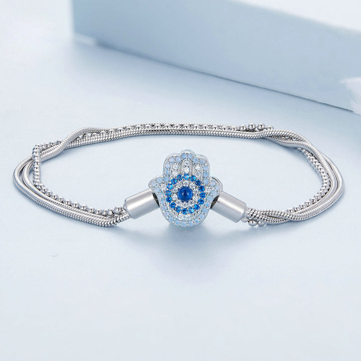Bracelet Olivenorma en argent sterling S925 Hamsa contre le mauvais œil
