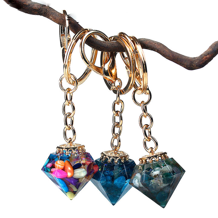 Porte-clés orgonite en gravier de cristal naturel Olivenorma