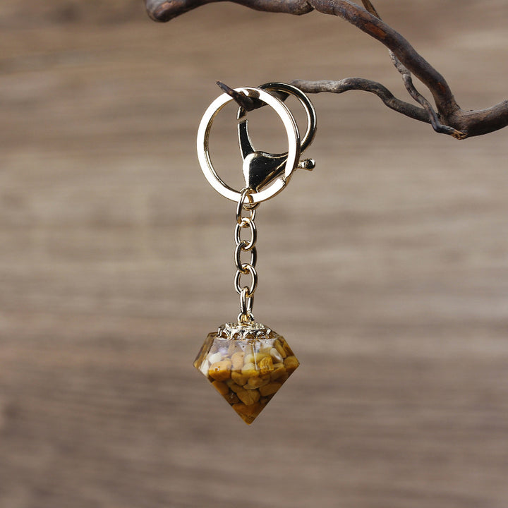 Porte-clés orgonite en gravier de cristal naturel Olivenorma