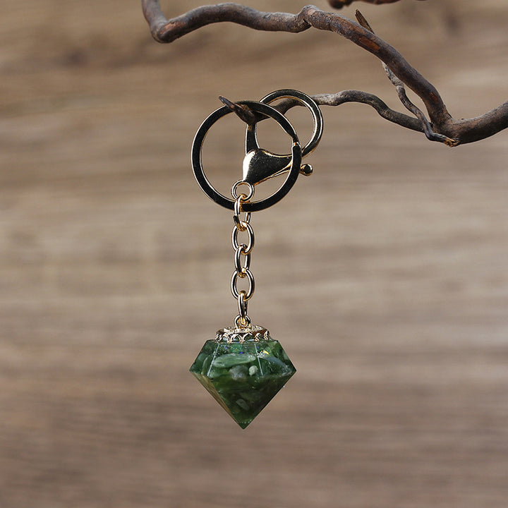Porte-clés orgonite en gravier de cristal naturel Olivenorma