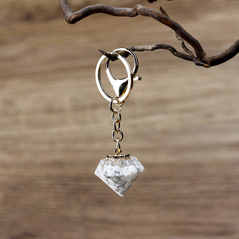 Porte-clés orgonite en gravier de cristal naturel Olivenorma