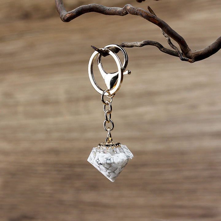 Porte-clés orgonite en gravier de cristal naturel Olivenorma