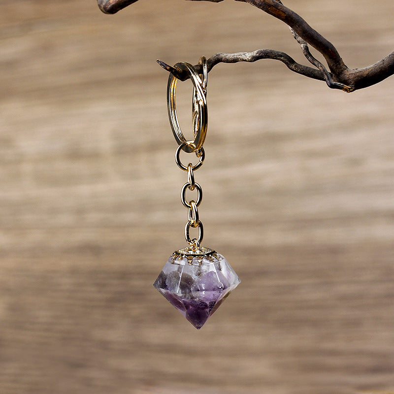 Porte-clés orgonite en gravier de cristal naturel Olivenorma