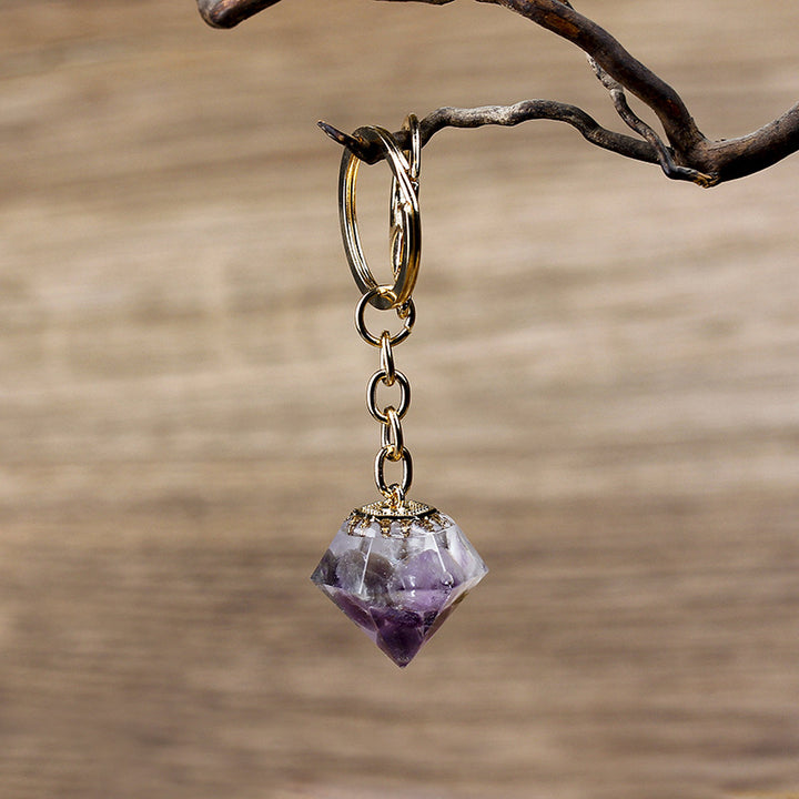 Porte-clés orgonite en gravier de cristal naturel Olivenorma