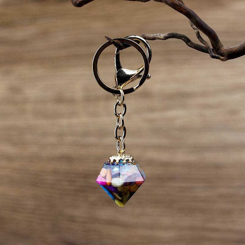 Porte-clés orgonite en gravier de cristal naturel Olivenorma