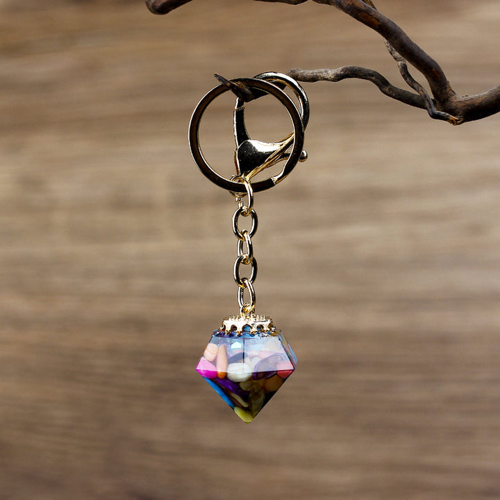 Porte-clés orgonite en gravier de cristal naturel Olivenorma