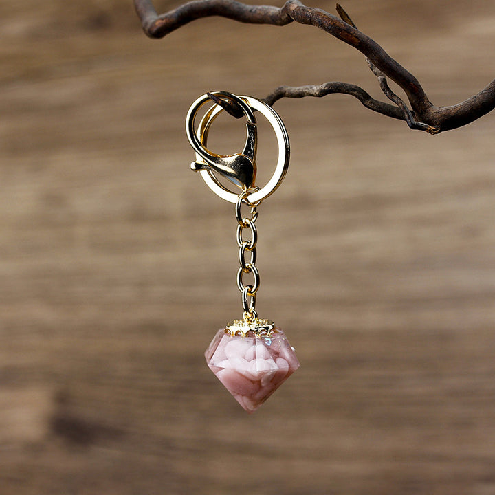 Porte-clés orgonite en gravier de cristal naturel Olivenorma