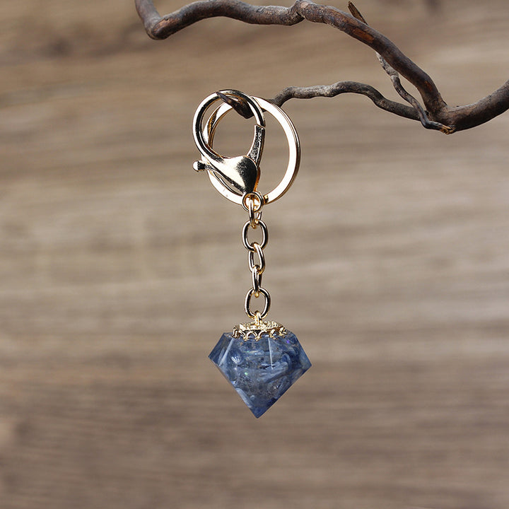 Porte-clés orgonite en gravier de cristal naturel Olivenorma