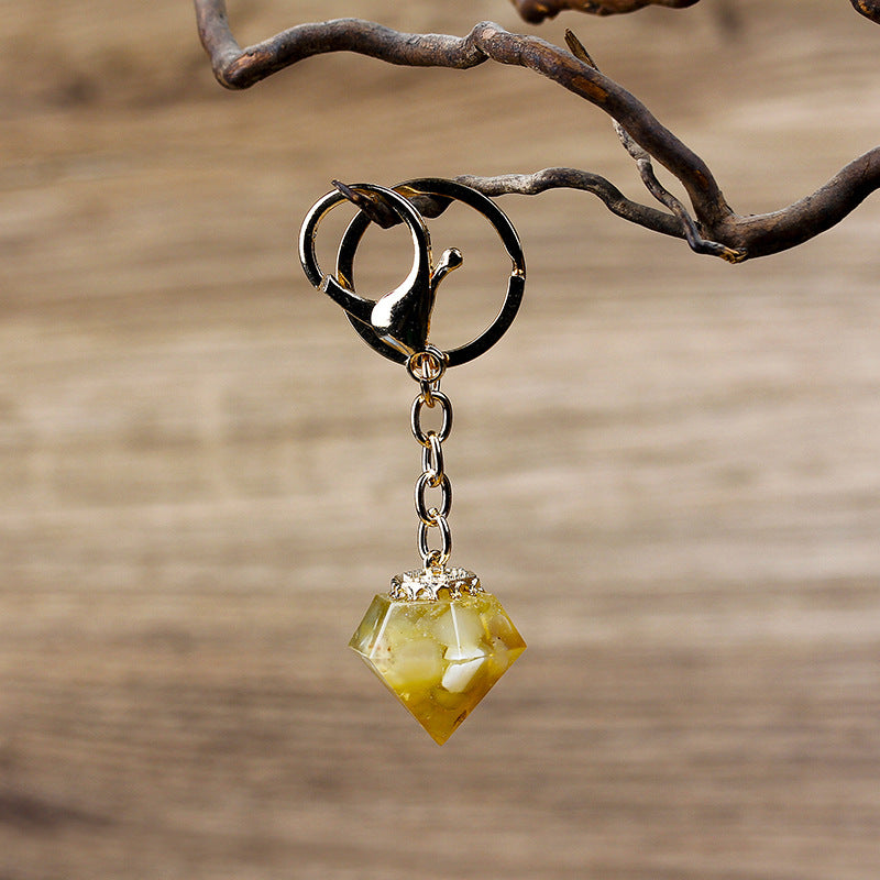 Porte-clés orgonite en gravier de cristal naturel Olivenorma