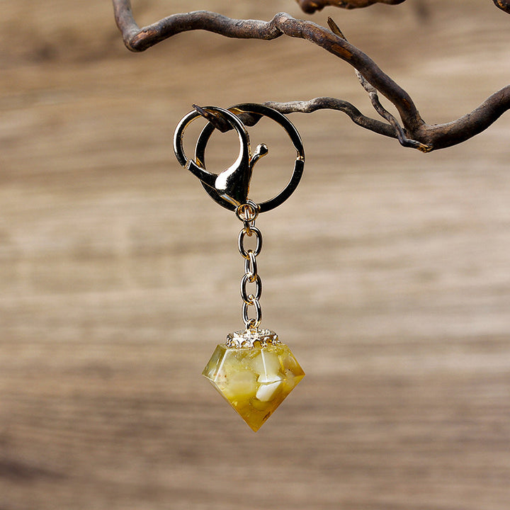 Porte-clés orgonite en gravier de cristal naturel Olivenorma