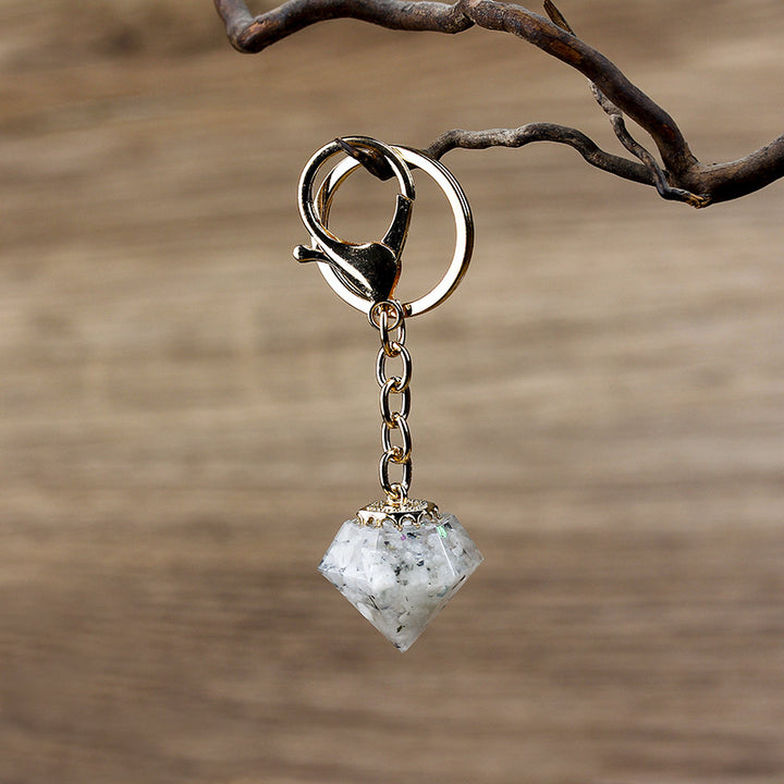 Porte-clés orgonite en gravier de cristal naturel Olivenorma