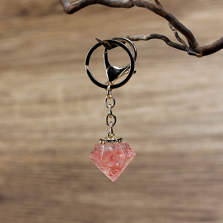 Porte-clés orgonite en gravier de cristal naturel Olivenorma