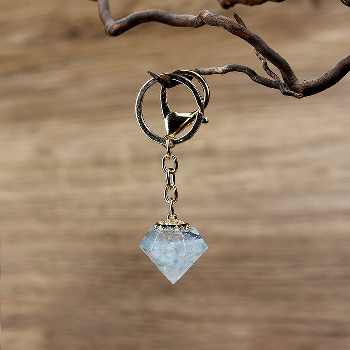 Porte-clés orgonite en gravier de cristal naturel Olivenorma