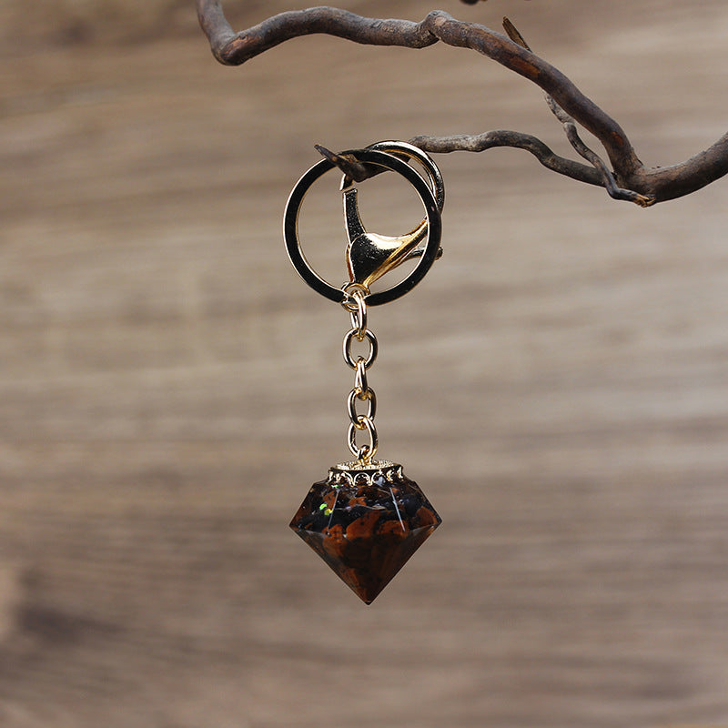 Porte-clés orgonite en gravier de cristal naturel Olivenorma