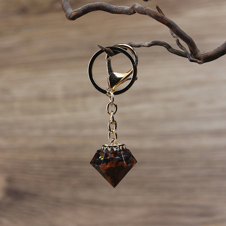 Porte-clés orgonite en gravier de cristal naturel Olivenorma