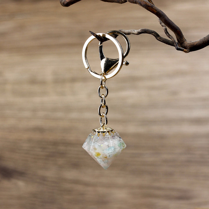 Porte-clés orgonite en gravier de cristal naturel Olivenorma