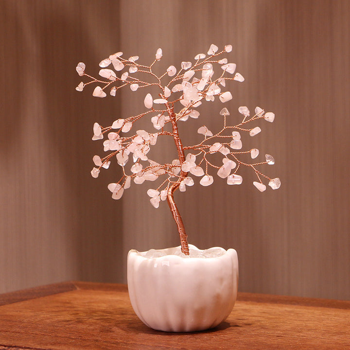 Base de pot en céramique avec gravier en cristal Olivenorma pour arbre Feng Shui