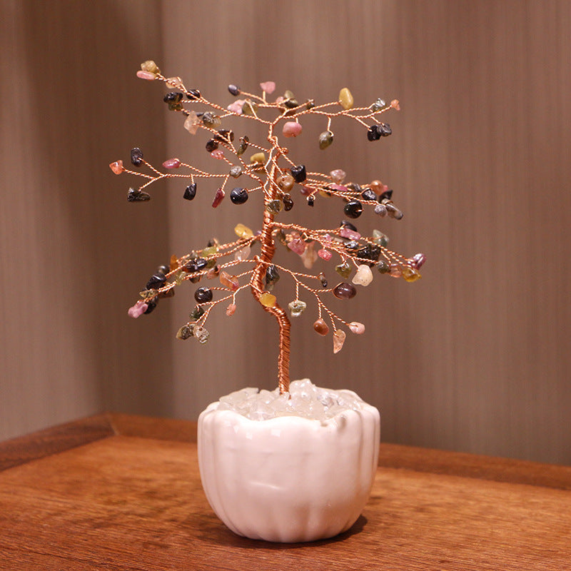 Base de pot en céramique avec gravier en cristal Olivenorma pour arbre Feng Shui