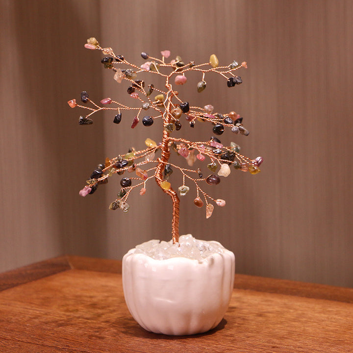 Base de pot en céramique avec gravier en cristal Olivenorma pour arbre Feng Shui