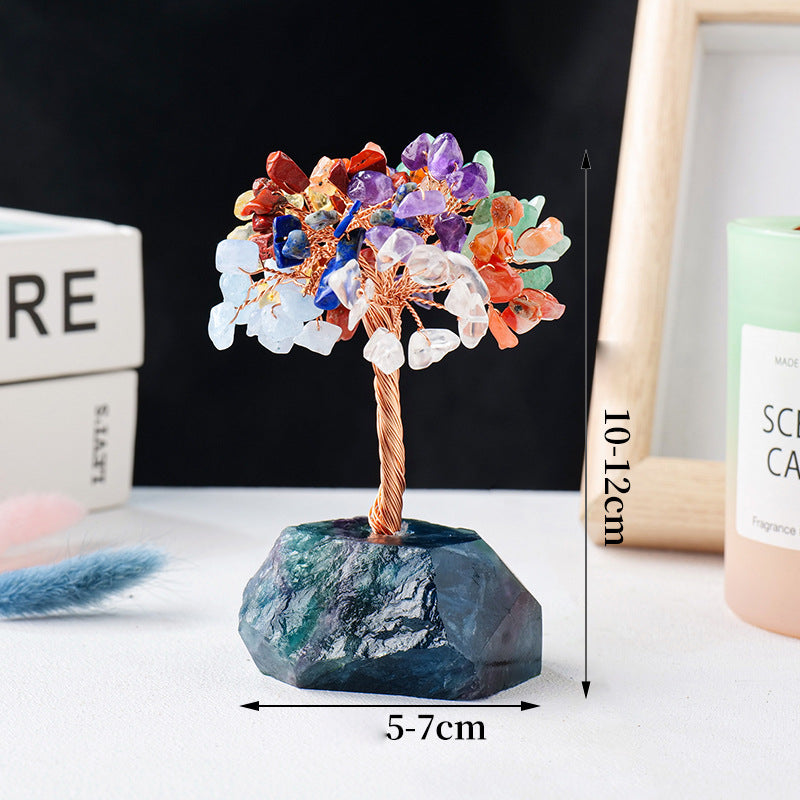 Base de pierre brute en gravier de cristal de chakra Olivenorma pour arbre Feng Shui