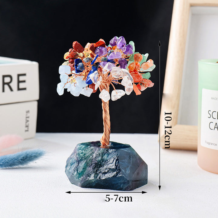 Base de pierre brute en gravier de cristal de chakra Olivenorma pour arbre Feng Shui