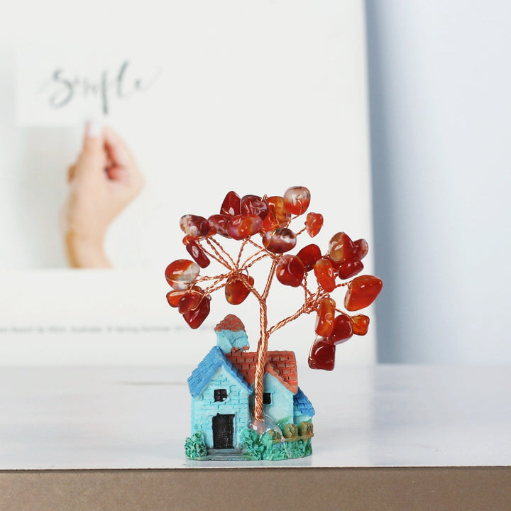 Ornements de gravier en cristal de château bleu Olivenorma Mini Arbre Feng Shui 