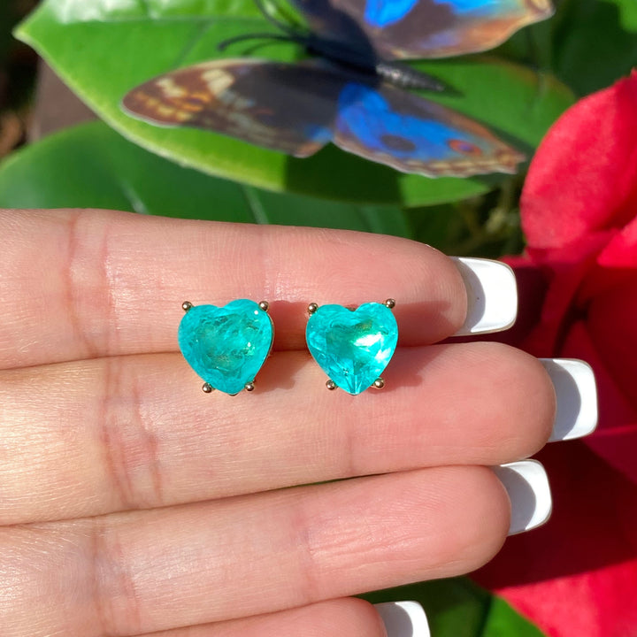 Collier et boucles d'oreilles en tourmaline Paraiba en forme de cœur Olivenorma 