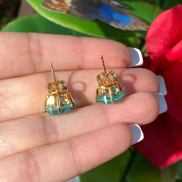Collier et boucles d'oreilles en tourmaline Paraiba en forme de cœur Olivenorma 
