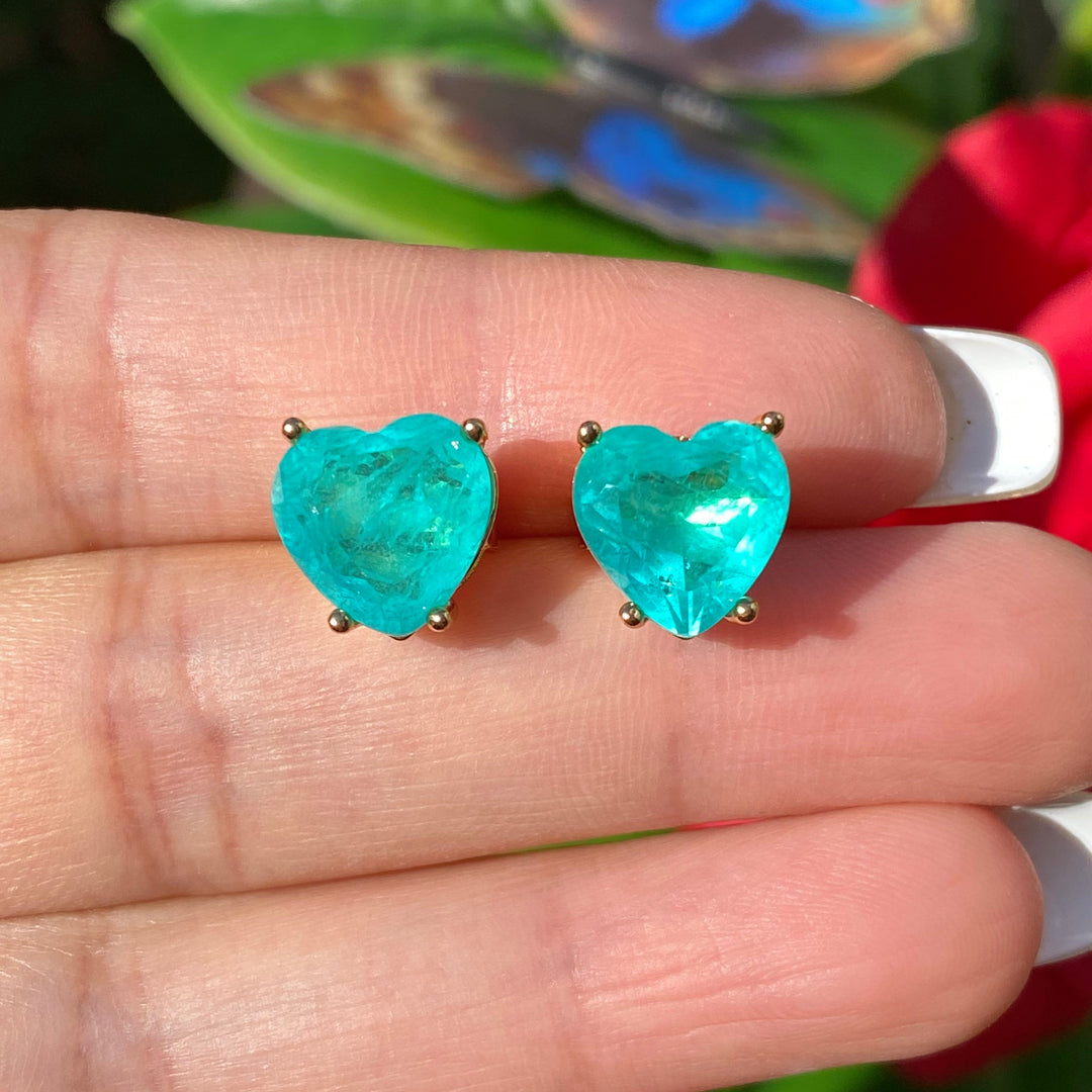 Collier et boucles d'oreilles en tourmaline Paraiba en forme de cœur Olivenorma 