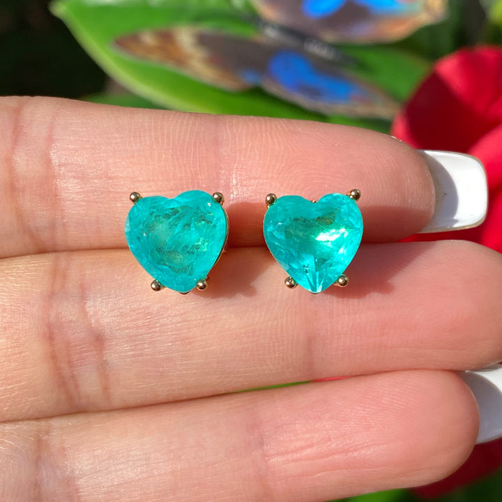 Collier et boucles d'oreilles en tourmaline Paraiba en forme de cœur Olivenorma 