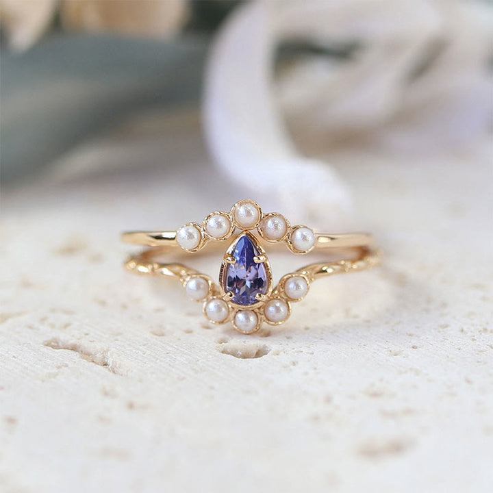 Olivenorma « The Stress Reliever » - Bague empilable en argent S925 avec améthyste et perle 