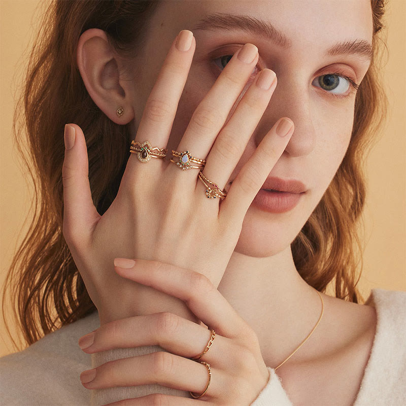 Olivenorma « The Stress Reliever » - Bague empilable en argent S925 avec améthyste et perle 