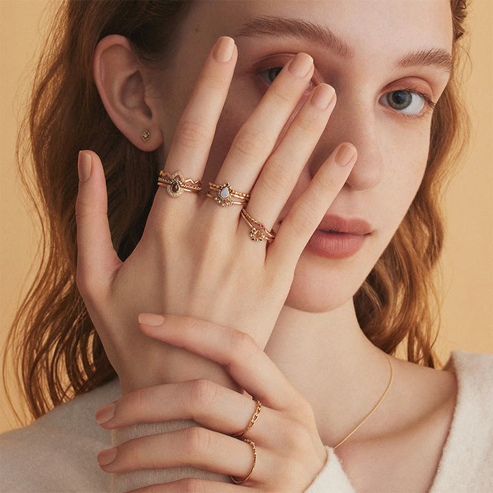 Olivenorma « The Stress Reliever » - Bague empilable en argent S925 avec améthyste et perle 
