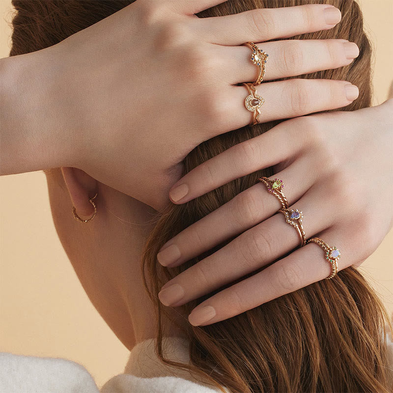 Olivenorma « The Stress Reliever » - Bague empilable en argent S925 avec améthyste et perle 