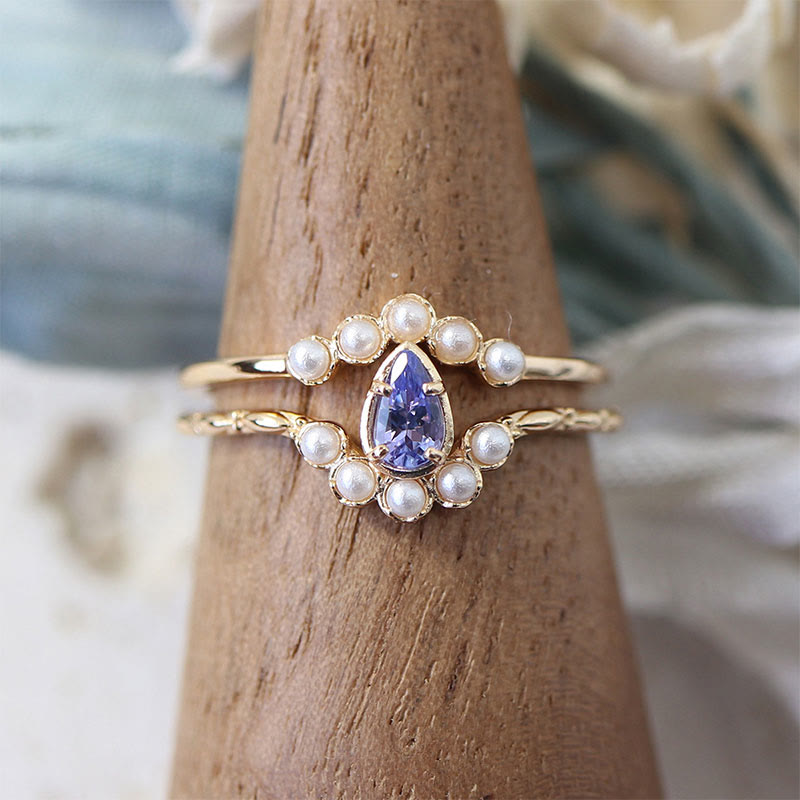 Olivenorma « The Stress Reliever » - Bague empilable en argent S925 avec améthyste et perle 