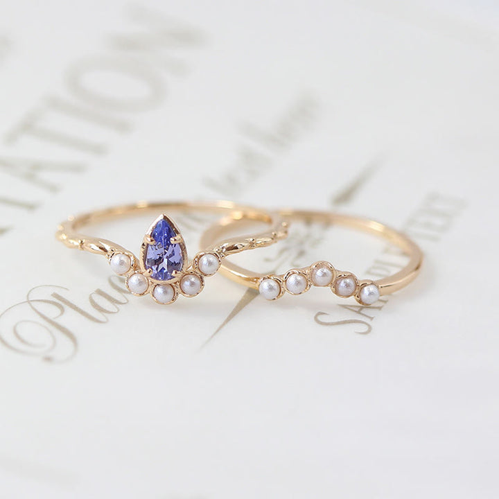 Olivenorma « The Stress Reliever » - Bague empilable en argent S925 avec améthyste et perle 