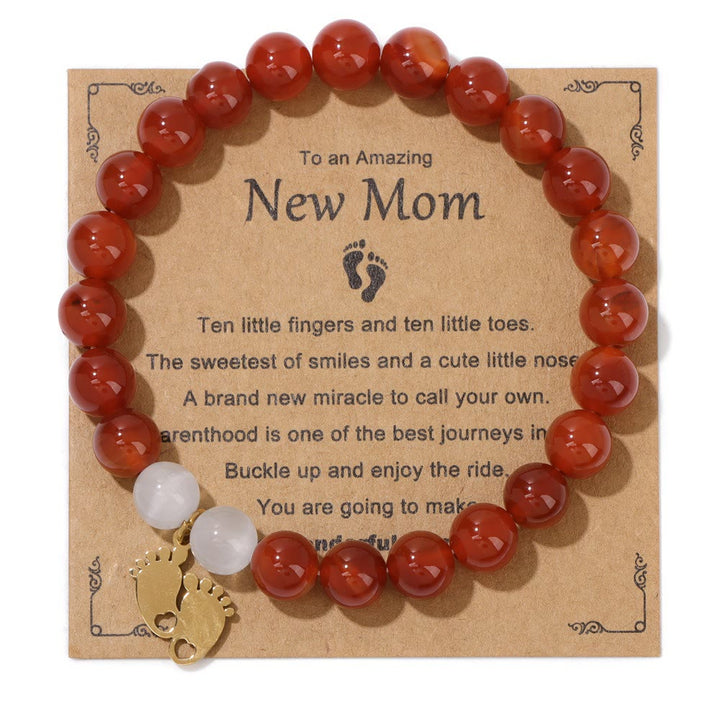 Bracelet en perles de pierre naturelle Olivenorma « Nouvelle maman »