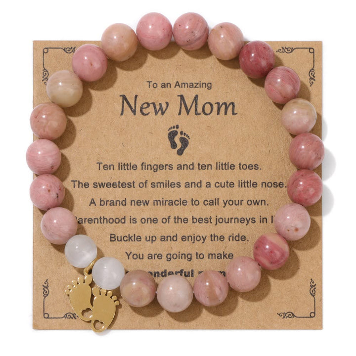 Bracelet en perles de pierre naturelle Olivenorma « Nouvelle maman »