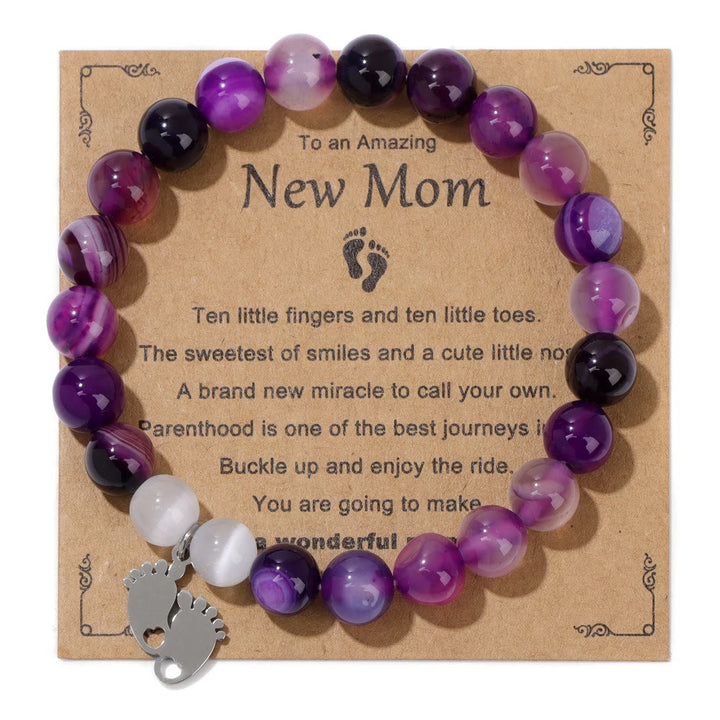 Bracelet en perles de pierre naturelle Olivenorma « Nouvelle maman »