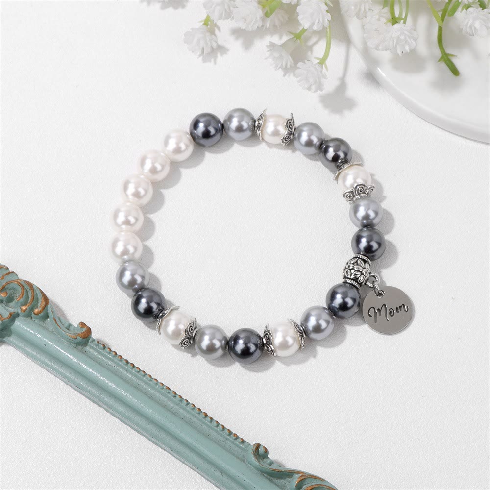Bracelet en acier inoxydable avec pendentif en perle pour maman Olivenorma