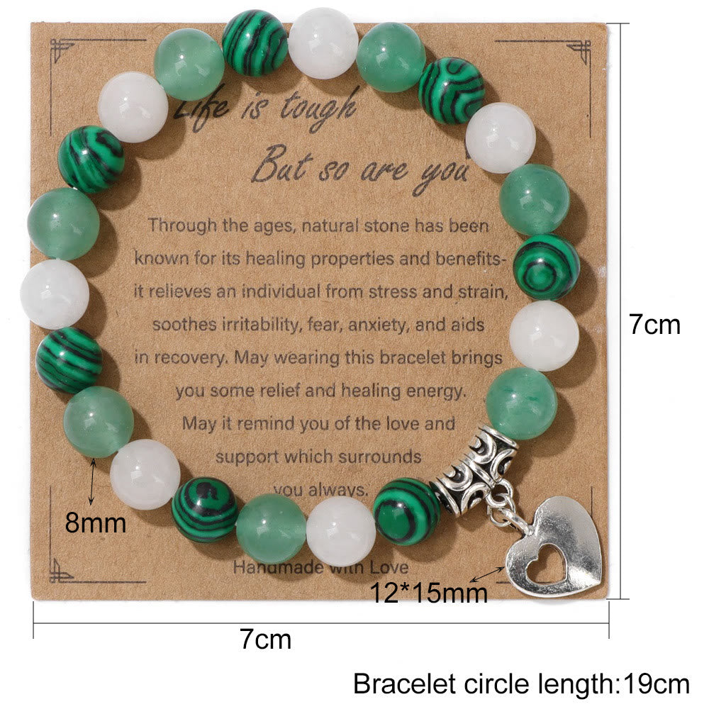 Bracelet pendentif amour en perles de cristal naturel Olivenorma