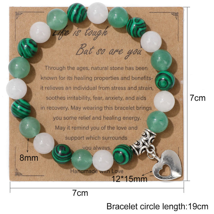 Bracelet pendentif amour en perles de cristal naturel Olivenorma