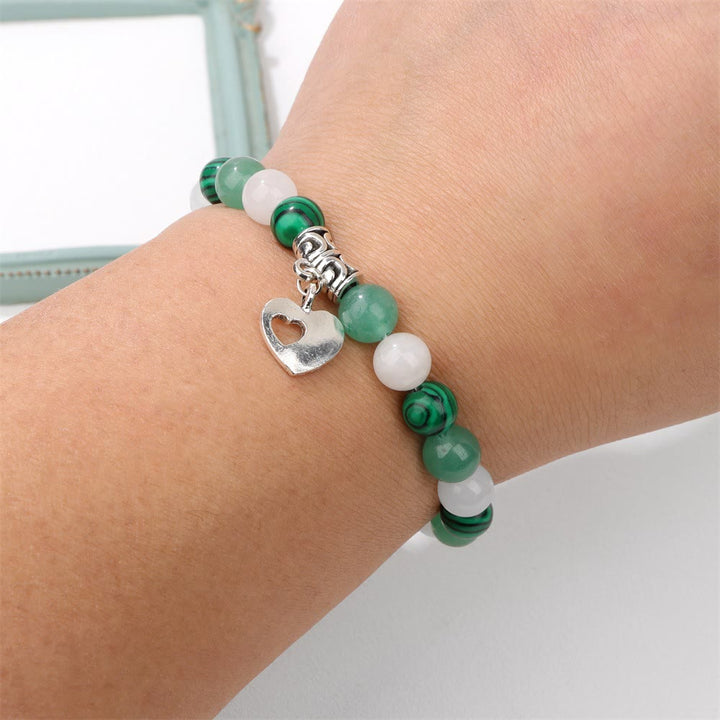 Bracelet pendentif amour en perles de cristal naturel Olivenorma